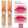 Pack Of 2 Magic Color Changing Lipgloss Lip Oil, Liquid Glossy Finish (random Color)