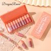 Dragon Ranee 10 Pieces Velvet Matte Pink Lipstick Set Sexy Long Lasting Makeup Waterproof Lip Gloss For Girls Dr23