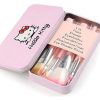 Pack Of 7 Hello Kitty Makeup Brush Set | Makeup Foundation Powder Eye Shadow Brushes Set (pink)