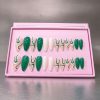 24pcs O.two.o Green Matte Nails With Accessories