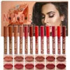 Pack Of 12 Waterproof Matte Nude Redish Shades Lipgloss